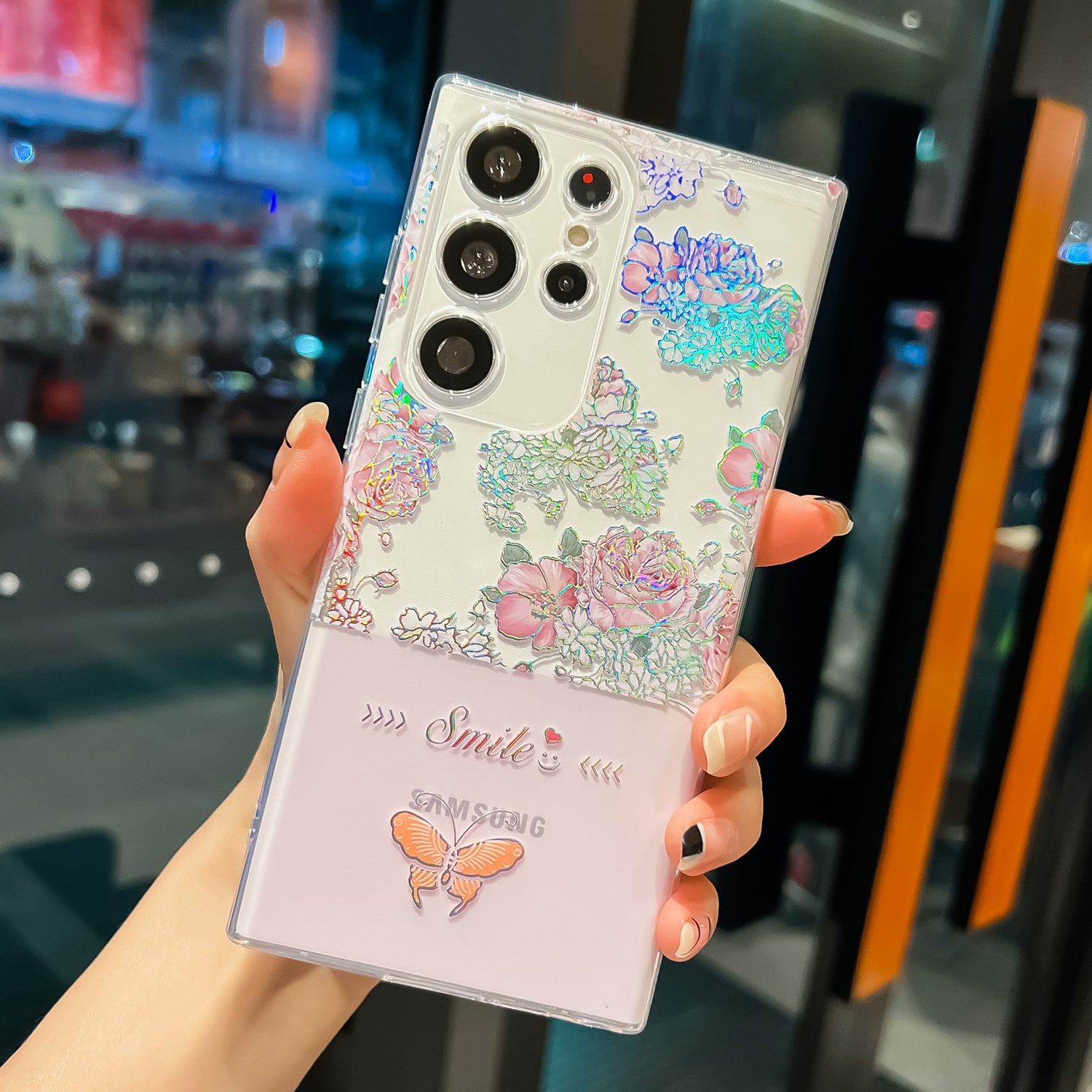 For Samsung Galaxy S23 Ultra Phone TPU Case Embossed Lacquered Butterfly Pattern Anti-drop Phone Cover For Samsung Galaxy S23 Ultra Phone TPU Case Embossed Lacquered Butterfly Pattern Anti-drop Phone Cover